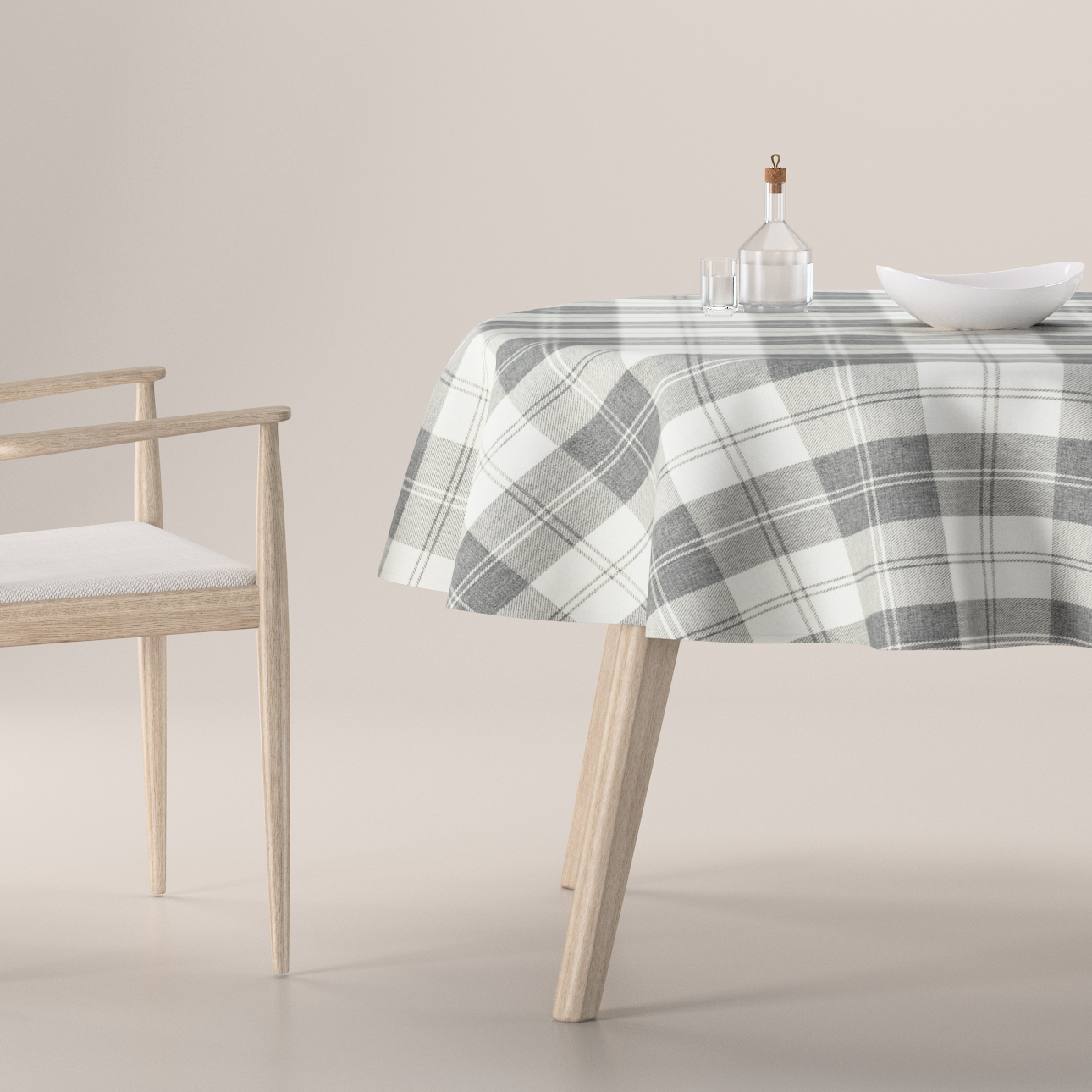 Runde Tischdecke, weiß-grau , Edinburgh (115-79) günstig online kaufen