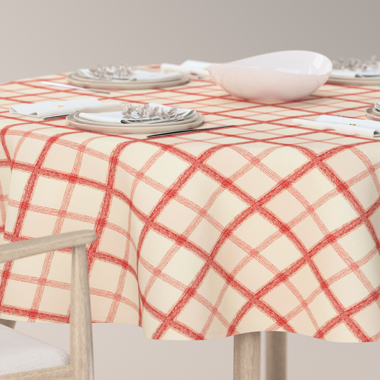 Runde Tischdecke, rot-creme, Avinon (131-15) günstig online kaufen