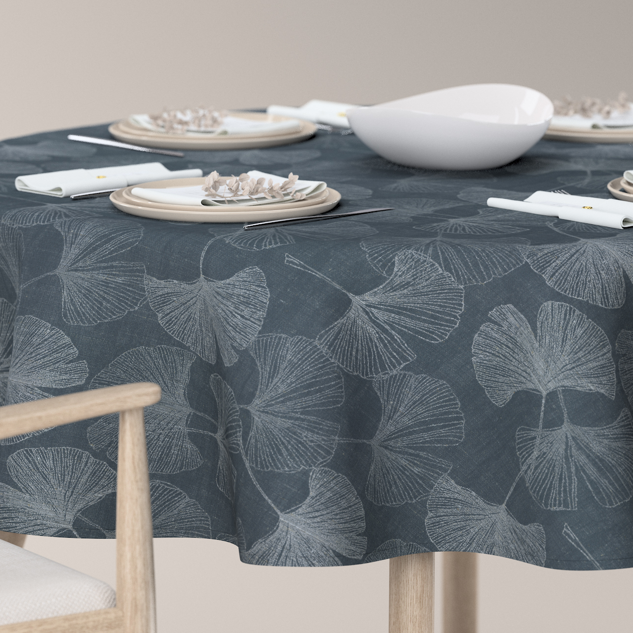 Runde Tischdecke, graphite-silbern, Flowers (143-52) günstig online kaufen