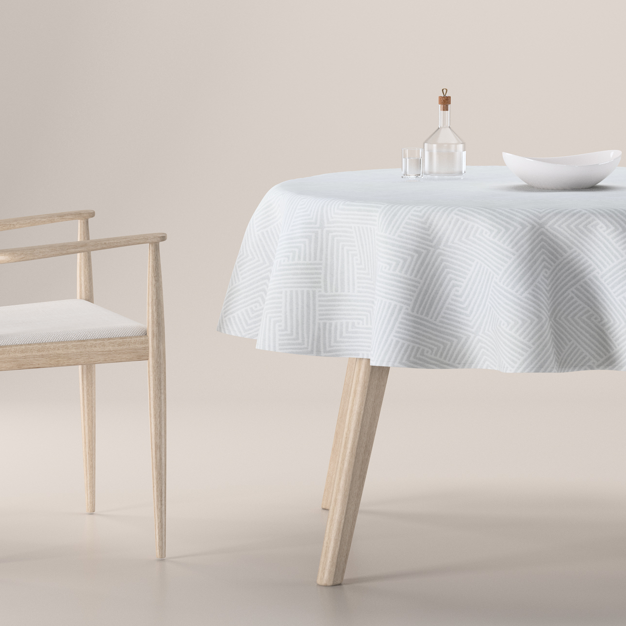 Runde Tischdecke, grau-weiß, Sunny (143-43) günstig online kaufen