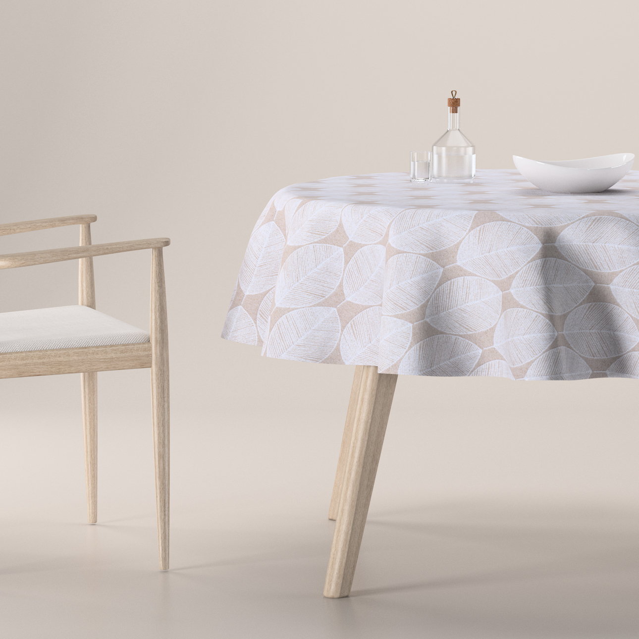 Runde Tischdecke, beige-weiß, Sunny (143-85) günstig online kaufen
