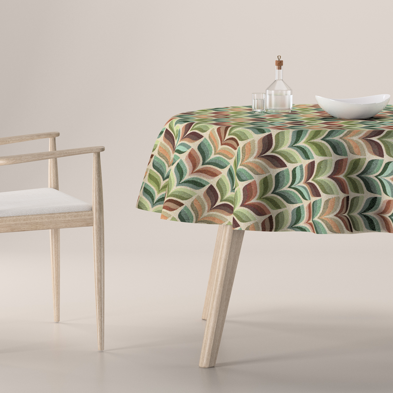 Runde Tischdecke, grün- beige, Intenso Premium (144-17) günstig online kaufen