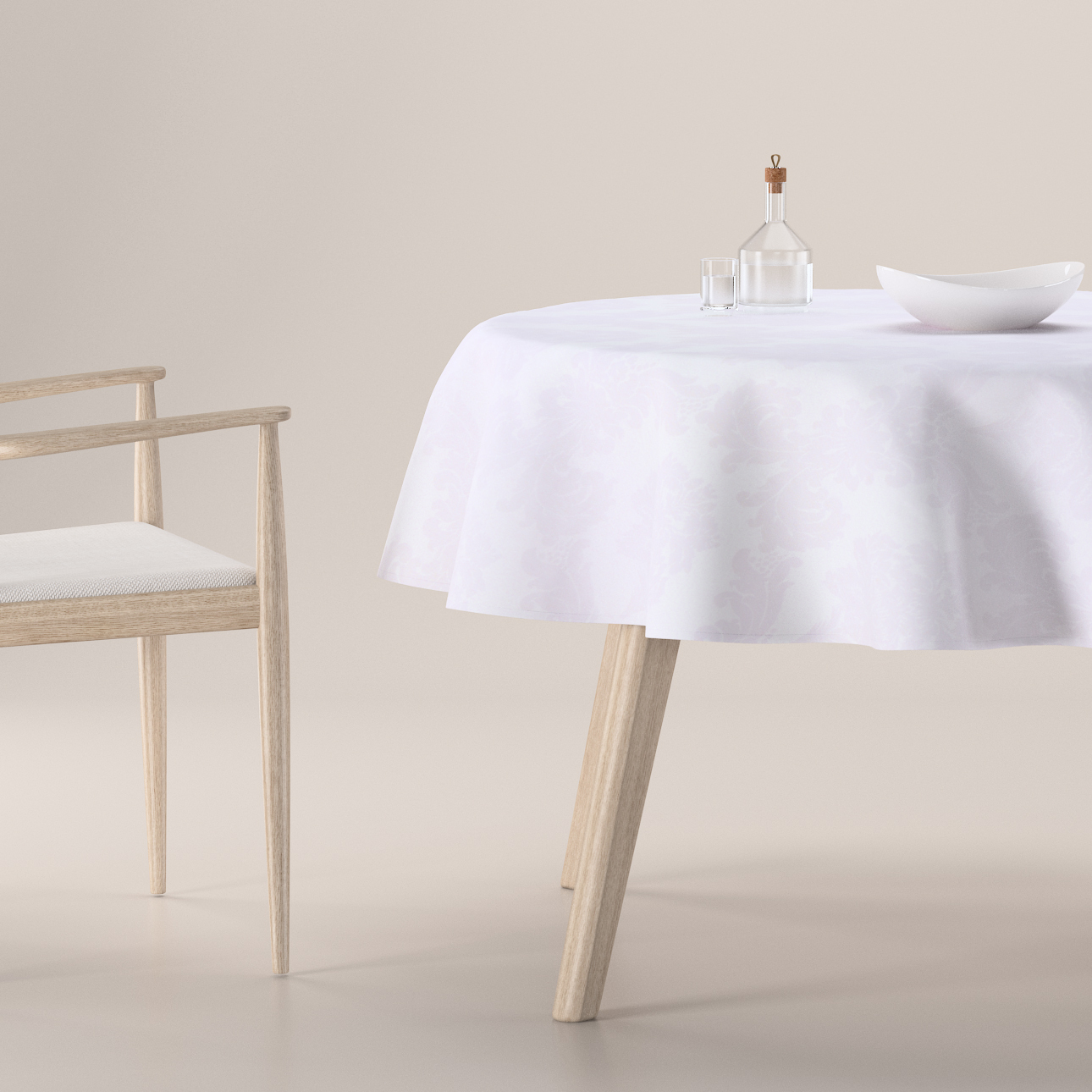 Runde Tischdecke, weiß , Damasco (613-00) günstig online kaufen