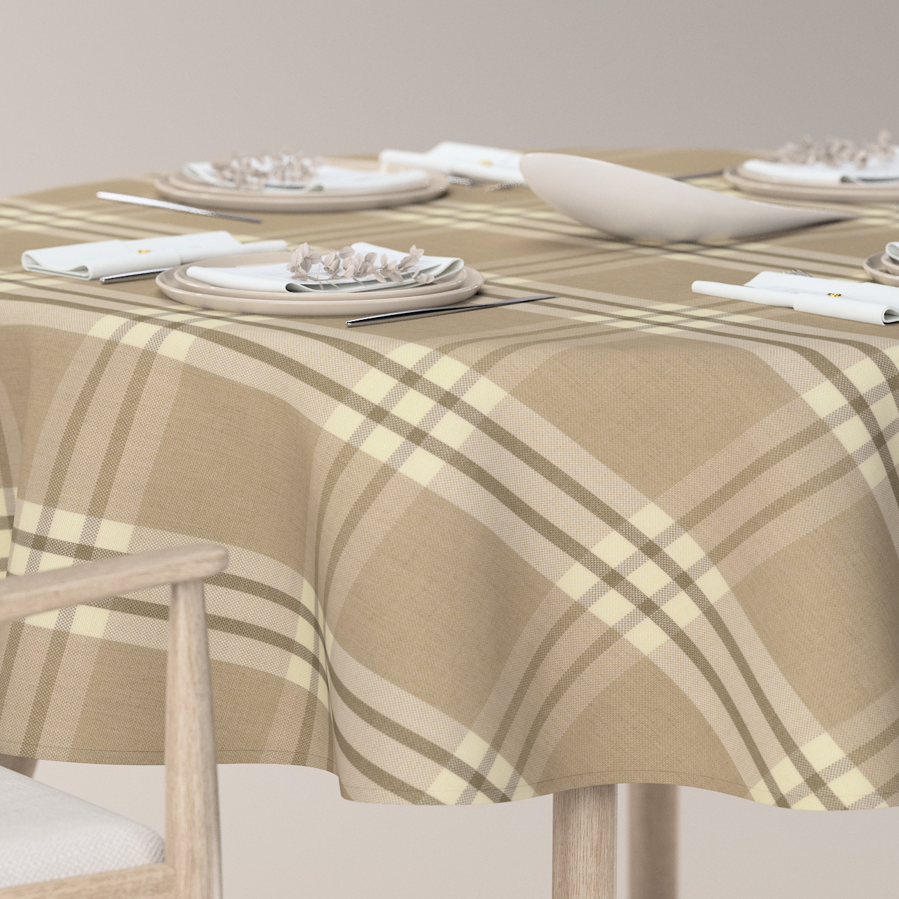 Runde Tischdecke, beige, Edinburgh (144-95) günstig online kaufen