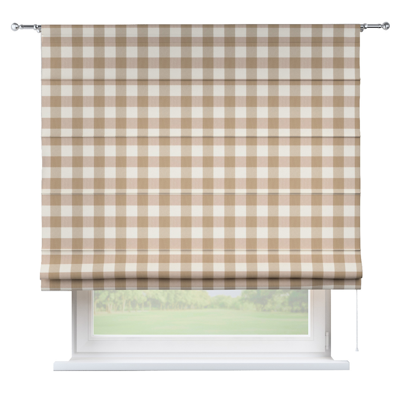 Dekoria Raffrollo Torino, weiss-beige kariert, 110 x 150 cm günstig online kaufen