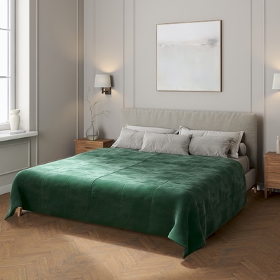 Sengetæppe quiltet<br/>25cm striper i velour