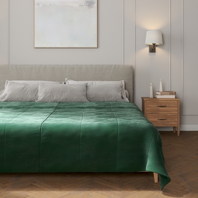 Sengetæppe quiltet<br/>25cm striper i velour