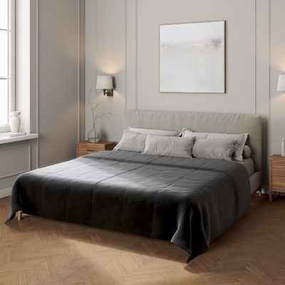 Velvet-Tagesdecke mit Streifen-Steppung