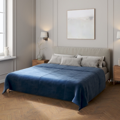 Sengetæppe quiltet<br/>25cm striper i velour