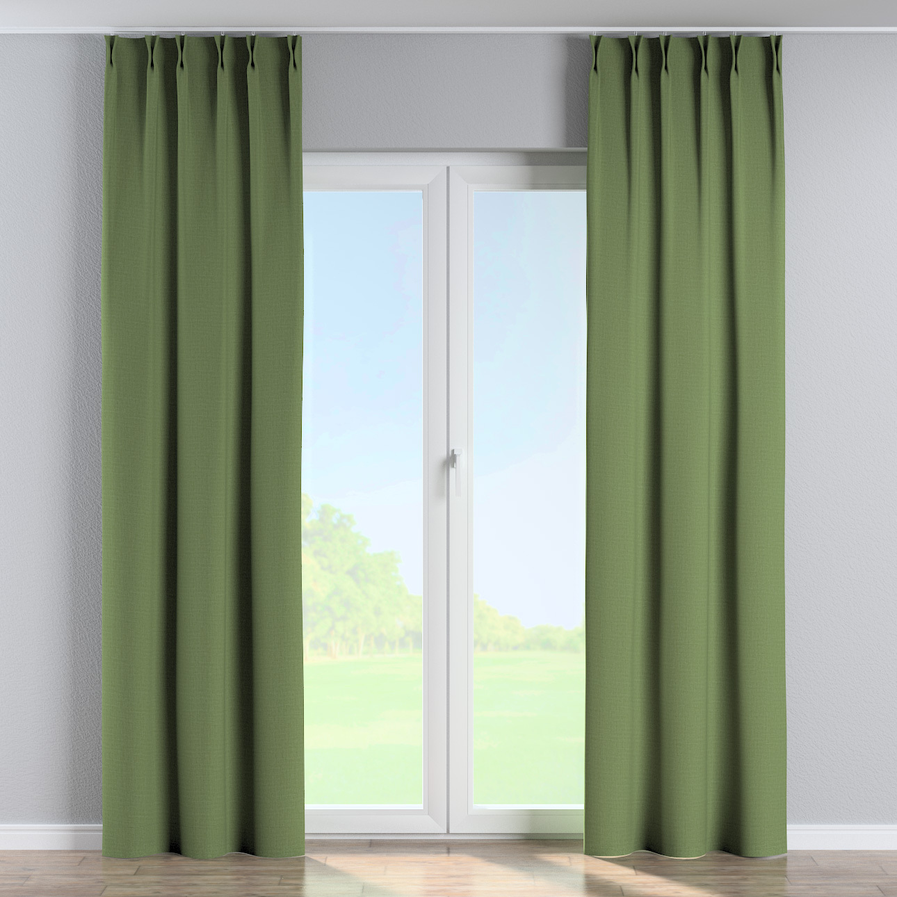 Vorhang mit flämischen 2-er Falten, grün, Dimout 300 cm (269-15) günstig online kaufen