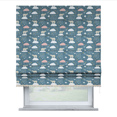 Roman blind with pompoms