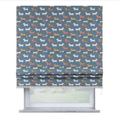 Roman blind with pompoms