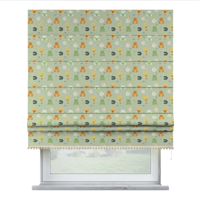 Roman blind with pompoms