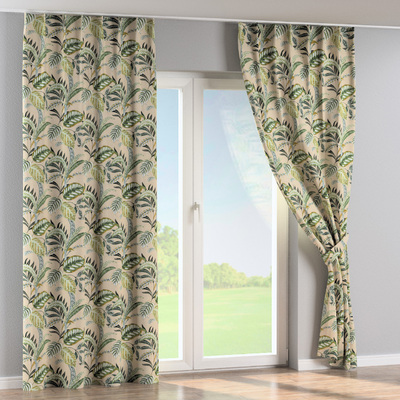 Gardin med fast veck 1 längd i kollektionen Flowers, Tyg: 142-96