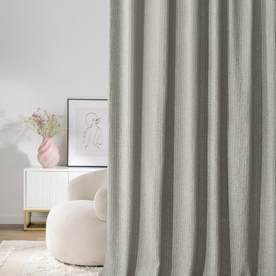 Gardin med fast veck 1 längd i kollektionen Boucle Mist, Tyg: 145-58