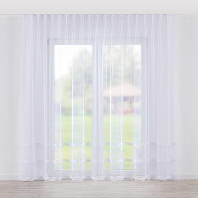 Firana na taśmie wave, biały ze wzorem, 186-40 - Dekoria.pl