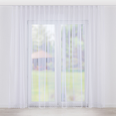Net curtain with single pinch pleat