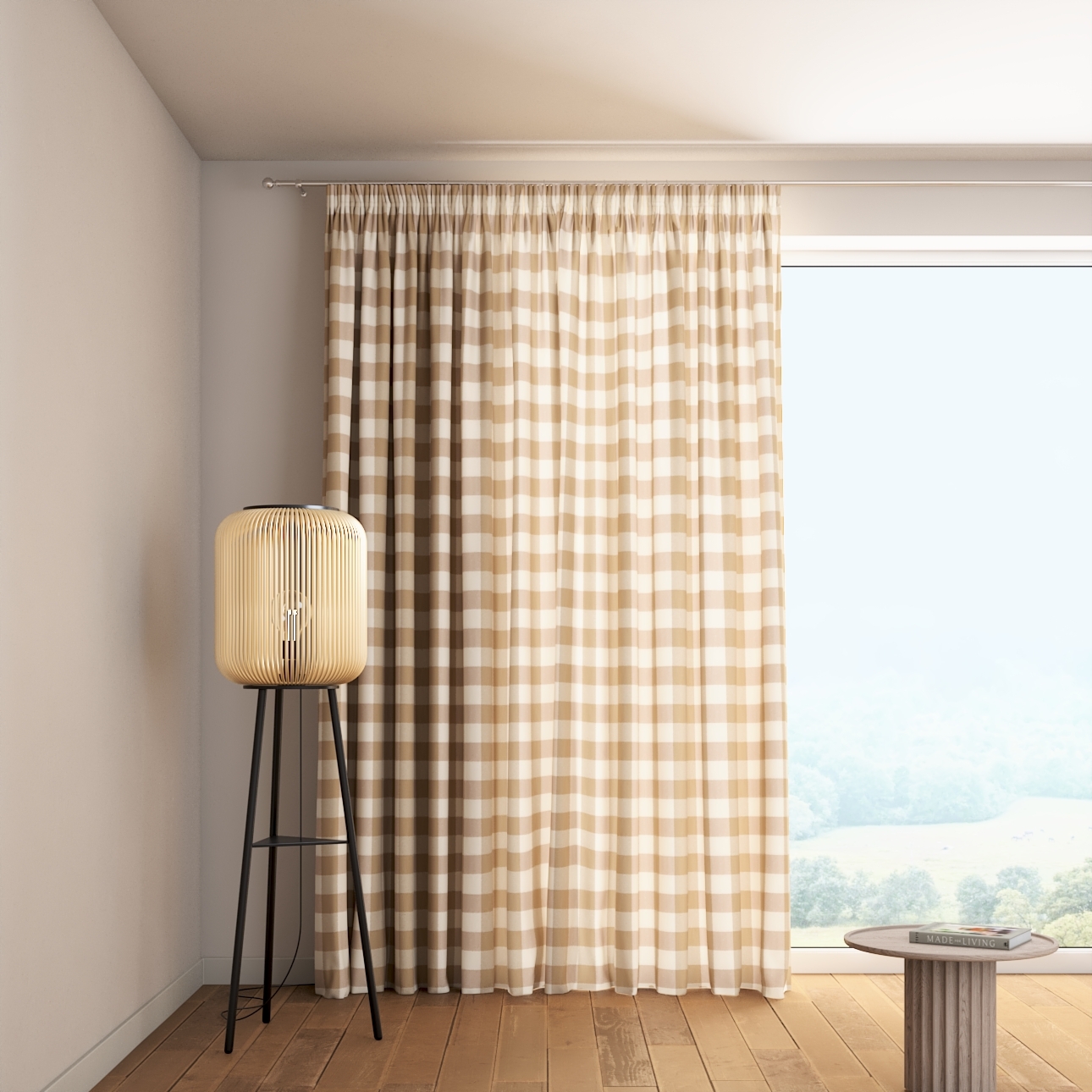 Vorhang mit Kräuselband, weiss-beige kariert, Quadro (136-08) günstig online kaufen