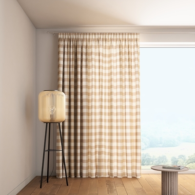 Pencil pleat curtain in collection Quadro, fabric: 136-08