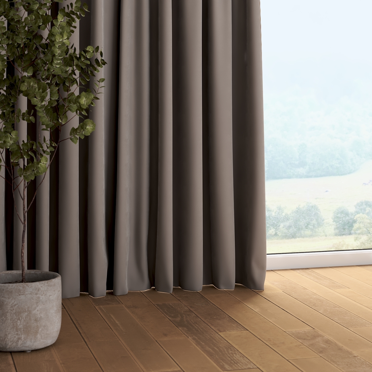 Vorhang mit Kräuselband, taupengrau, Velvet (704-11) günstig online kaufen