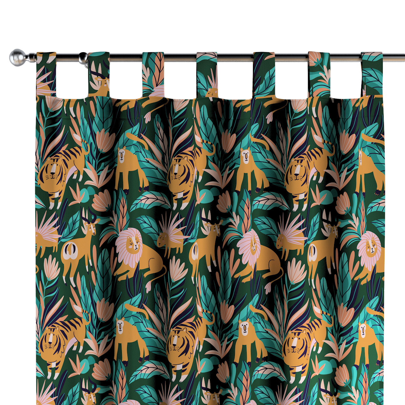 Tab top curtains, green-orange, 500-42 - Yellowtipi.uk