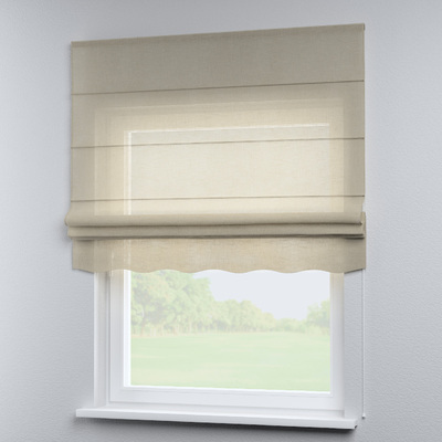 Foldegardin Firenze<br/>Med buet kappe fra kollektionen Lino Terra, Stof: 145-50