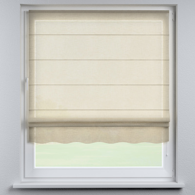 Foldegardin Firenze<br/>Med buet kappe fra kollektionen Lino Terra, Stof: 145-50