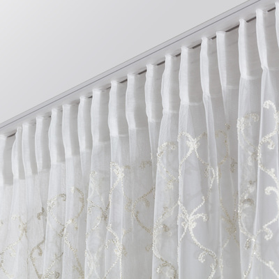 Pencil pleat voile/net curtain in collection Voile, fabric: 185-10