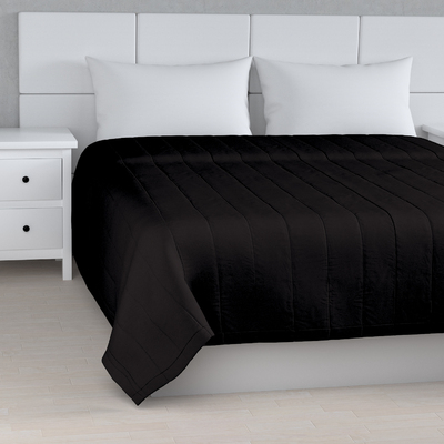 Sengetæppe quiltet<br/>10cm striber fra kollektionen Cotton Panama, Stof: 702-50