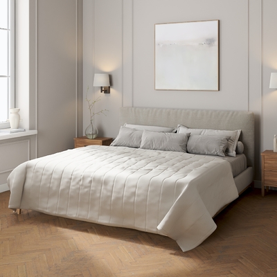 Sengetæppe quiltet<br/>10cm striber