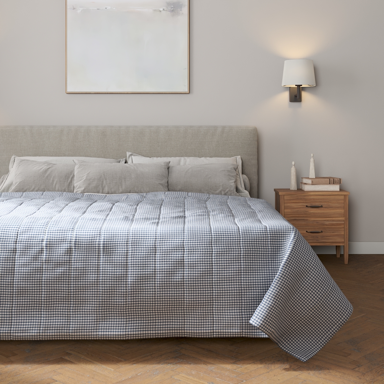 Couvre-lit Matelassé Réversible Motif Plaid - Coton Doux - Tailles 150x200, 180x200, 200x230 - Pour Toutes Saisons