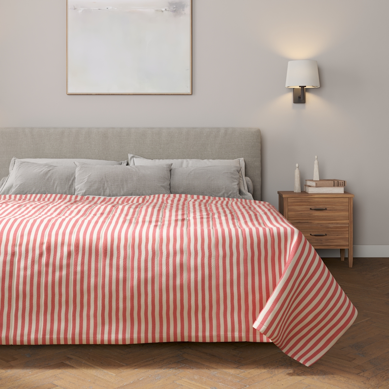 Tagesdecke mit Streifen-Steppung, rot-ecru , Quadro (136-17) günstig online kaufen