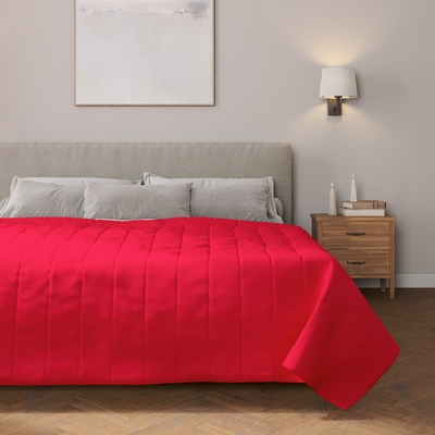 Sengetæppe quiltet<br/>10cm striber fra kollektionen Quadro, Stof: 136-19