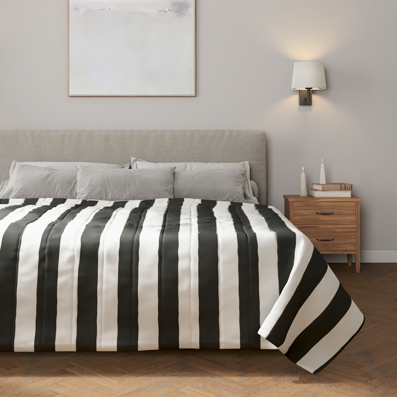 Tagesdecke mit Streifen-Steppung, schwarz-weiß, Aria (137-53) günstig online kaufen