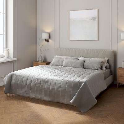 Sengetæppe quiltet<br/>10cm striber