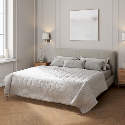Sengetæppe quiltet<br/>10cm striber