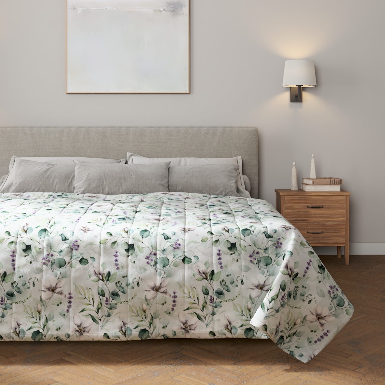 Tagesdecke mit Streifen-Steppung, mintgrün-weiß, Flowers (143-66) günstig online kaufen