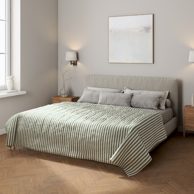 Sengetæppe quiltet<br/>10cm striber