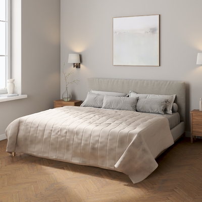 Sengetæppe quiltet<br/>10cm striber