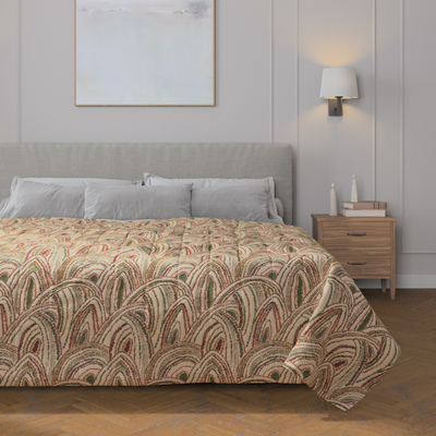 Sengetæppe quiltet<br/>10cm striber fra kollektionen Cosy Home, Stof: 145-32