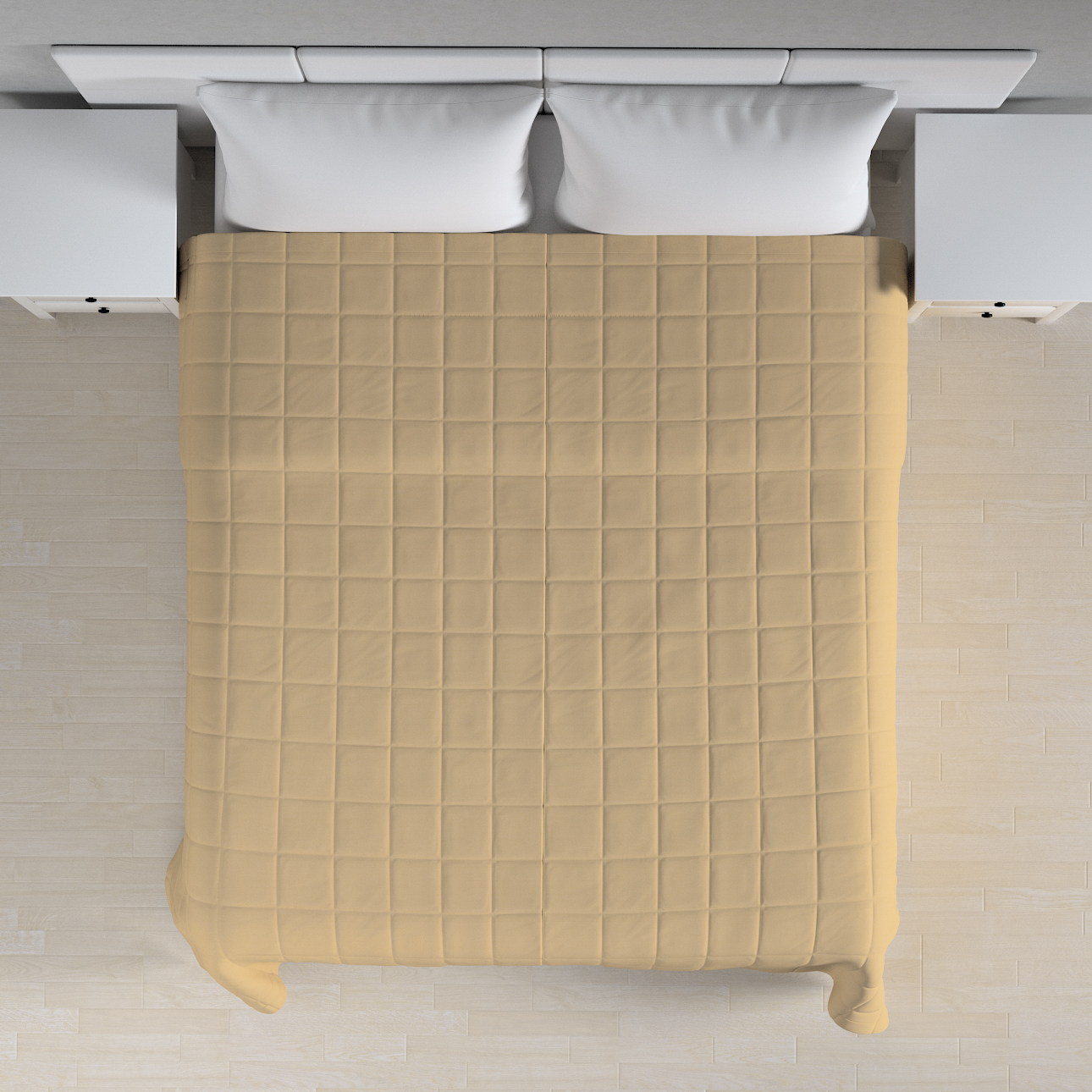 Tagesdecke mit Karosteppung, caffe latte, Cotton Panama (702-47) günstig online kaufen