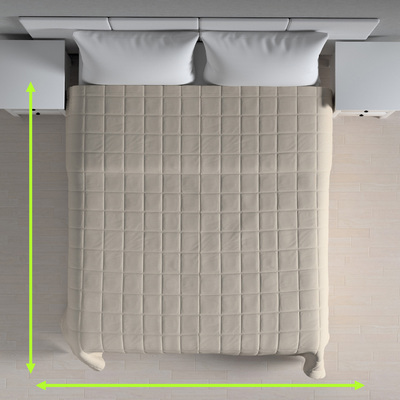 Sengetæppe quiltet<br/>10x10cm tern fra kollektionen Linen, Stof: 392-05