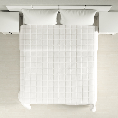 Sengeteppe quiltet<br/>10x10cm firkanter
