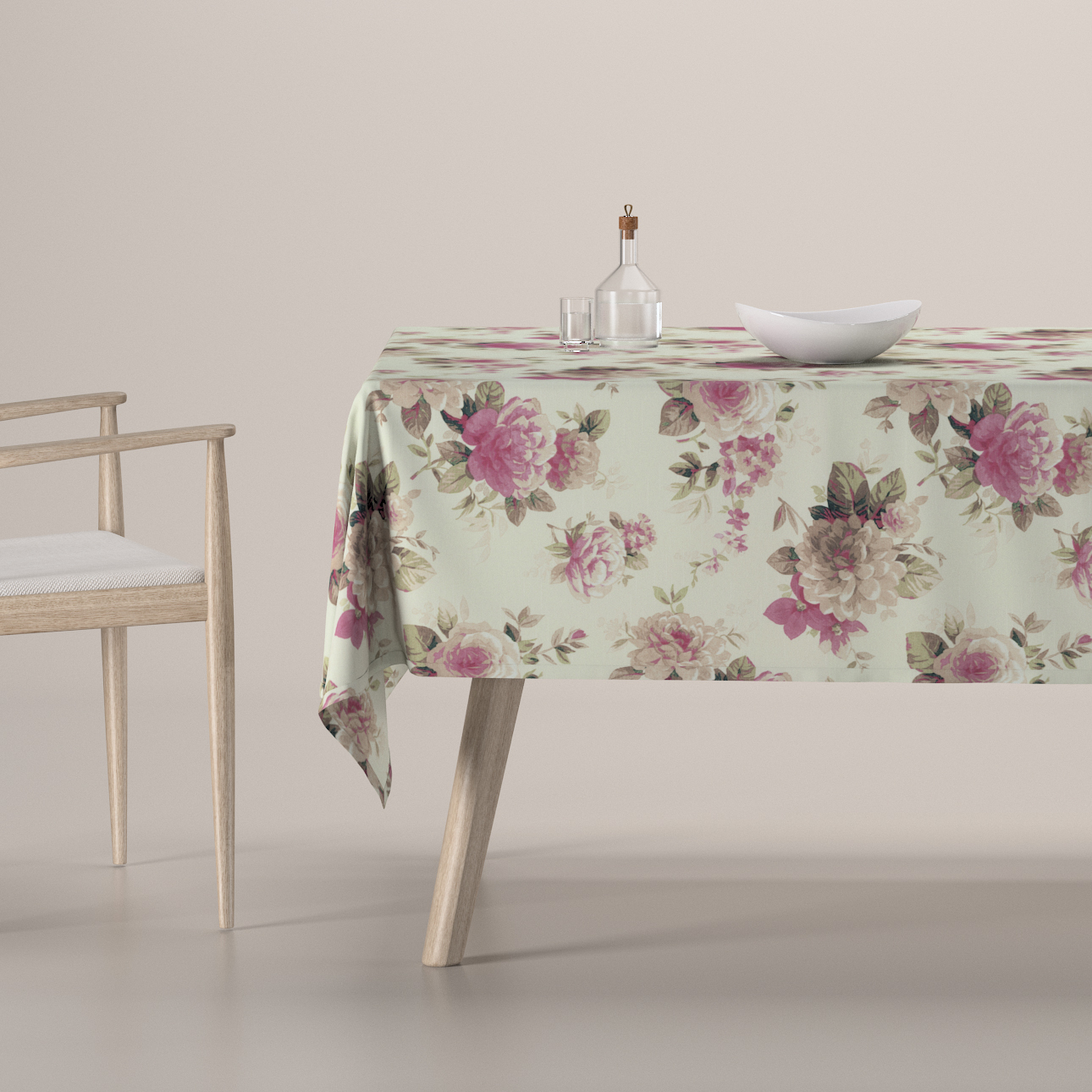 Rechteckige Tischdecke, beige- rosa, Londres (141-07) günstig online kaufen