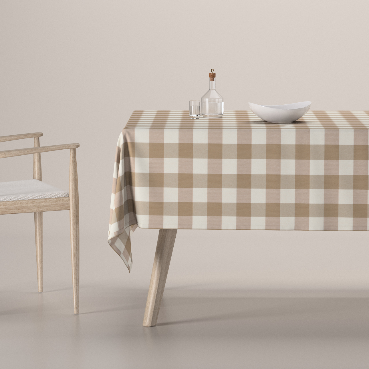 Rechteckige Tischdecke, weiss-beige kariert, Quadro (136-08) günstig online kaufen