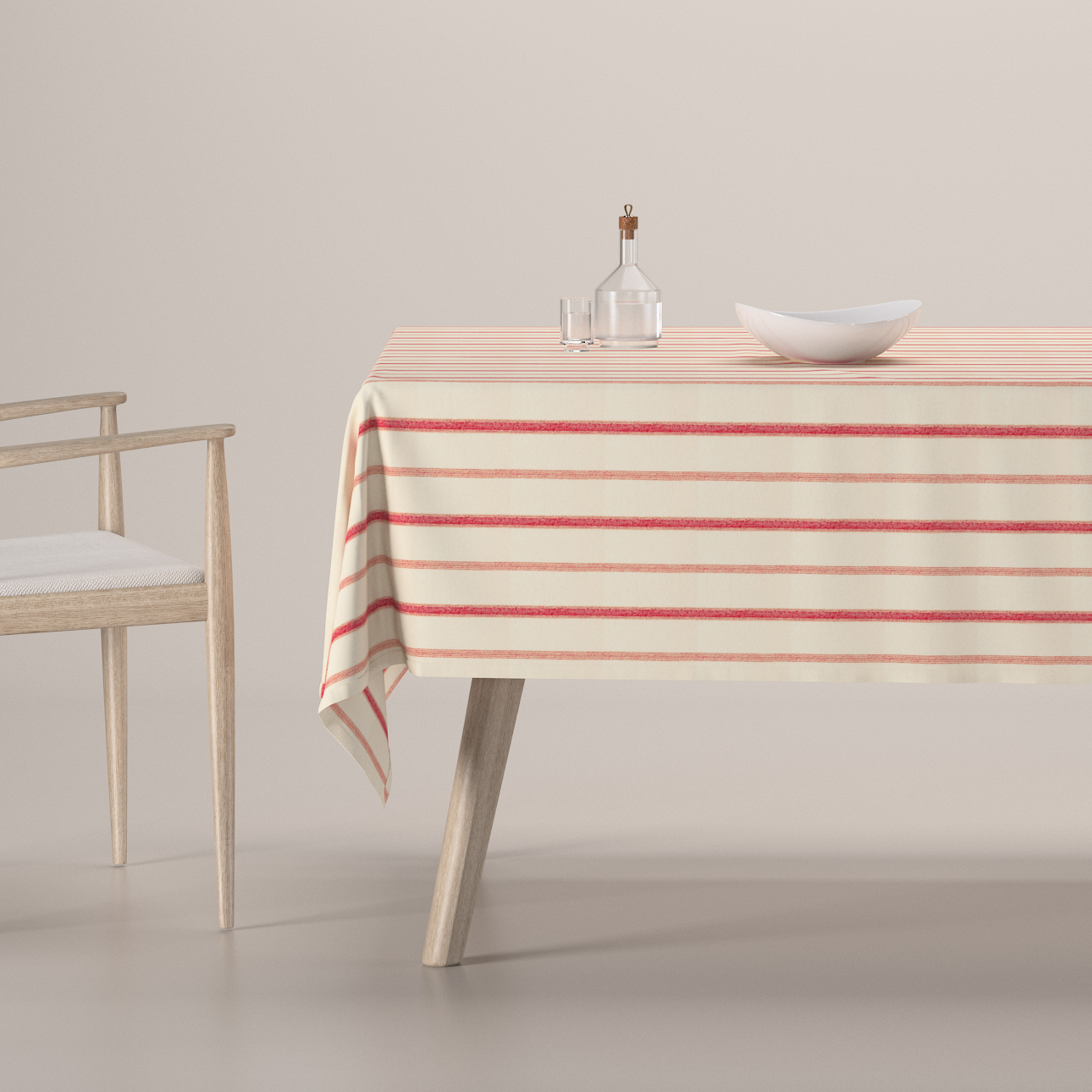 Rechteckige Tischdecke, creme- rot gestreift, Avinon (129-15) günstig online kaufen