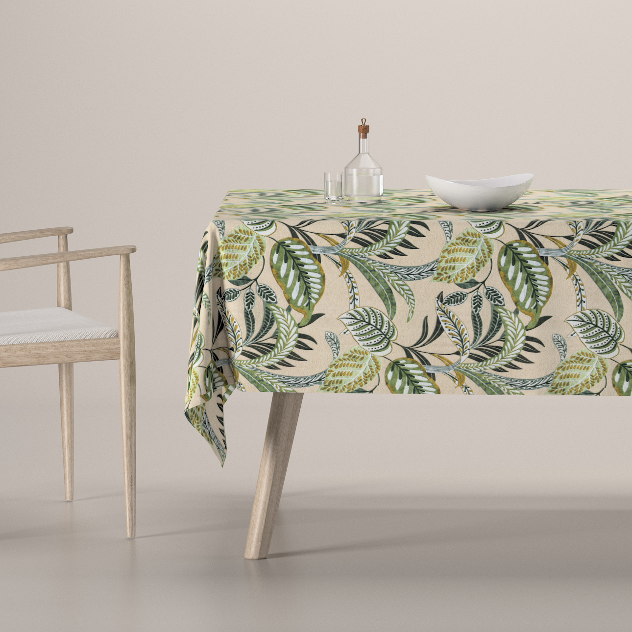 Rechteckige Tischdecke, olivgrün, beige, Flowers (142-96) günstig online kaufen