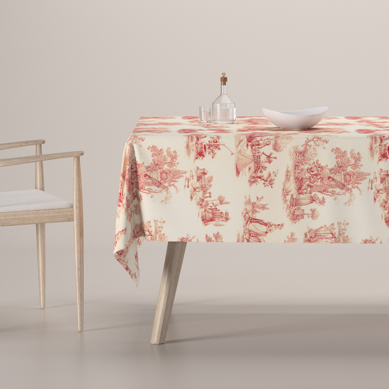 Rechteckige Tischdecke, creme- rot, Avinon (132-15) günstig online kaufen