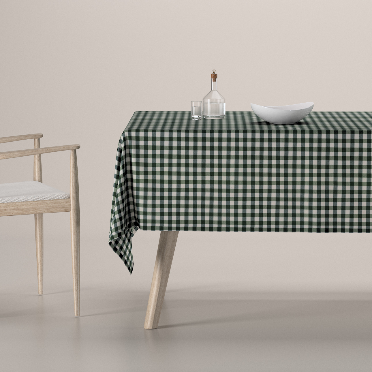 Rechteckige Tischdecke, grün-ecru, Quadro (144-34) günstig online kaufen