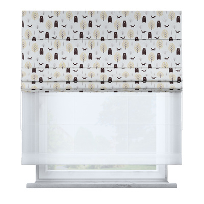 Voile and fabric roman blind (DUO II) in collection Magic Collection, fabric: 500-19